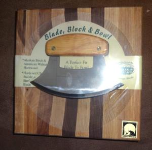 Stainless Steel Ulu Knife with Birch Block