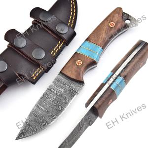 Damascus Steel ULU Pizza Cutter with Sheath
