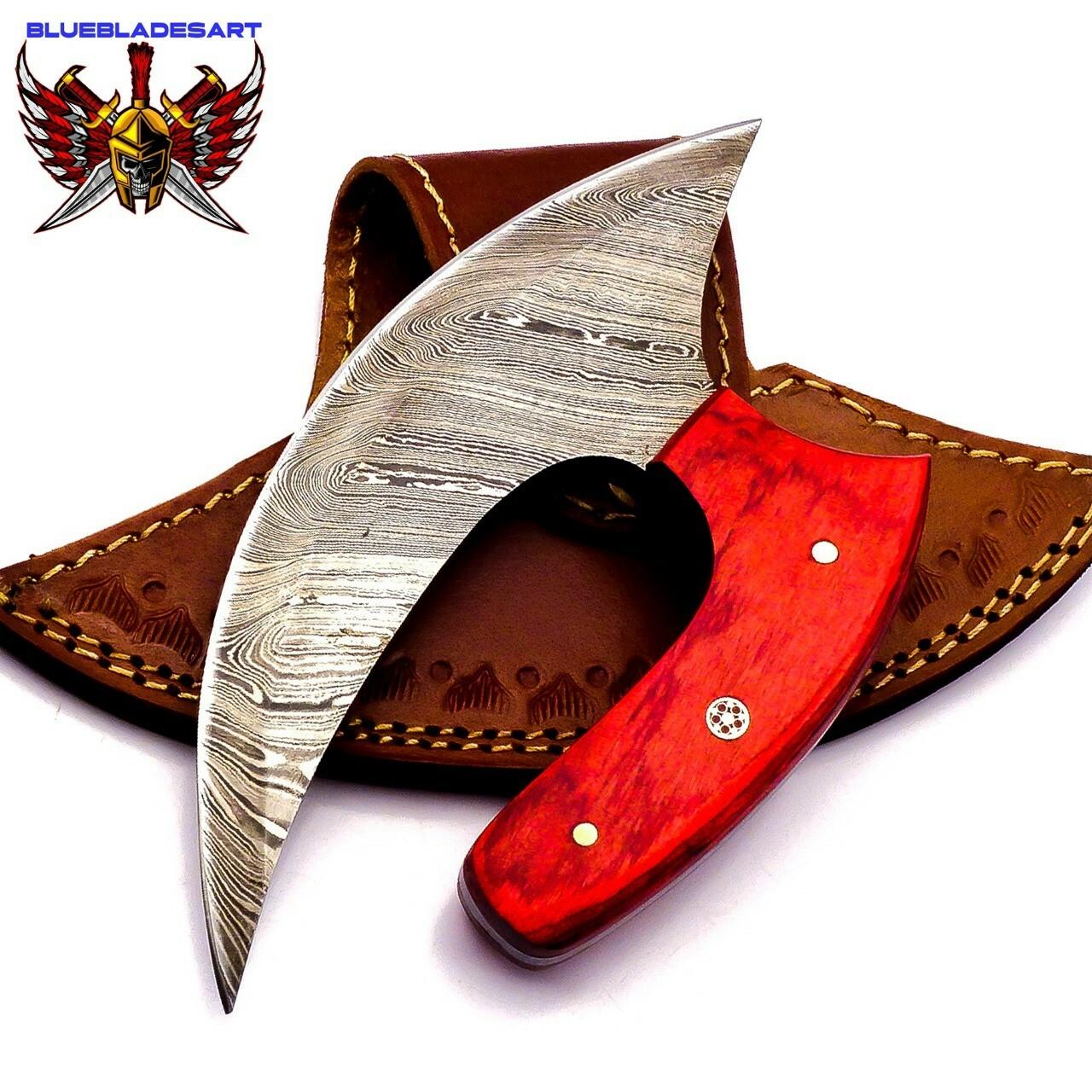 Custom Handmade Damascus Ulu Kitchen Knife