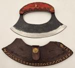 Ulu Knife with Steel Blade and Wooden Handle