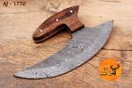 Custom Handmade Damascus Steel Ulu Chef Knife