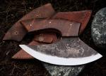 Personalized Carbon Steel Alaskan Ulu Knife with Sheath