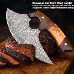 Handmade Damascus ULU Knife with Leather Sheath