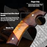 Handmade Damascus ULU Knife with Leather Sheath