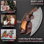 Handmade Damascus ULU Knife with Leather Sheath