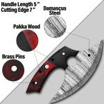 Damascus Ulu Knife with Leather Sheath