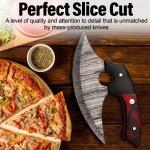 Damascus Ulu Knife with Leather Sheath