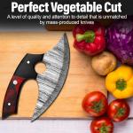 Damascus Ulu Knife with Leather Sheath