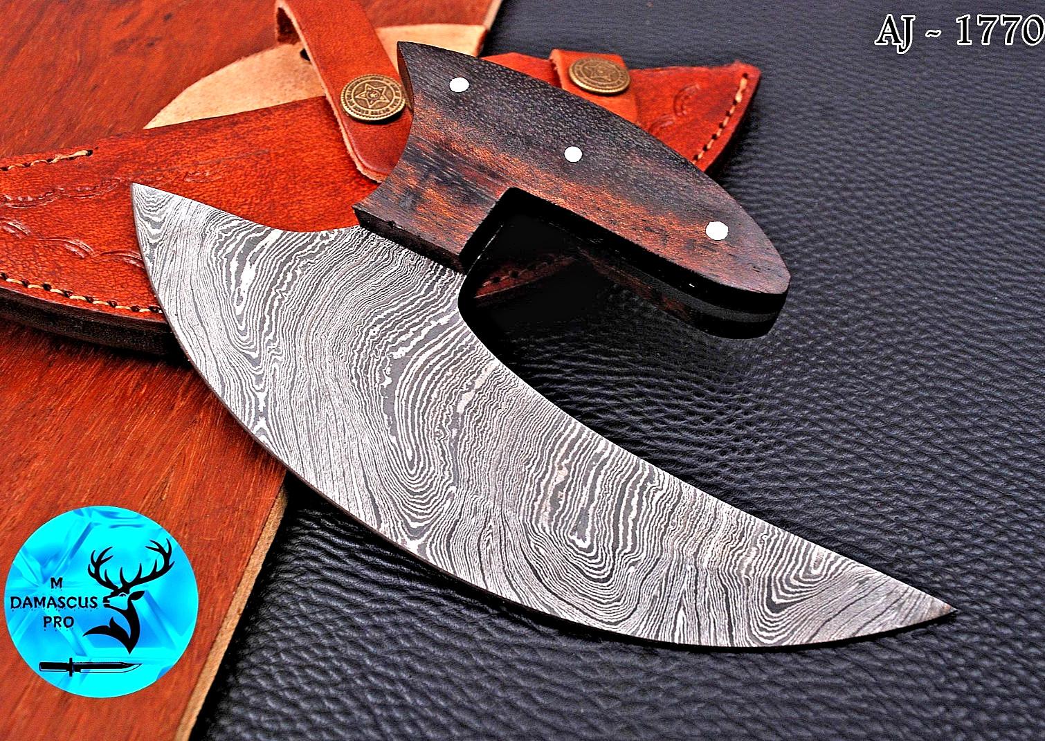 Custom Handmade Damascus Steel Ulu Chef Knife