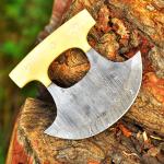 Damascus Steel Ulu Knife for Kitchen and Pizza