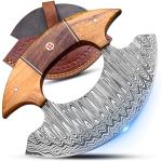 Damascus ULU Knife with Leather Sheath - 5.5