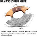 Damascus ULU Knife with Leather Sheath - 5.5