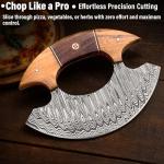 Damascus ULU Knife with Leather Sheath - 5.5