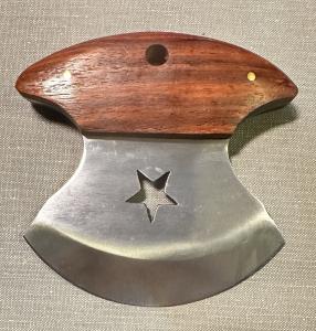 Custom Ulu Knife with Hardwood Handle and Sheath