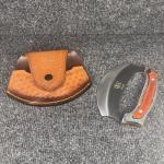 Damascus Steel Ulu Knife with Pakka Wood Handle