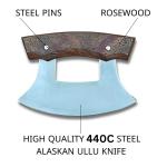 Alaskan Ulu Knife with Wood Stand and Steel Blade