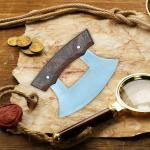 Alaskan Ulu Knife with Wood Stand and Steel Blade