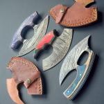 Set of 3 ULU Knives with Damascus Steel Blades