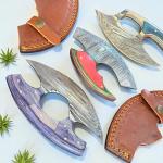 Set of 3 ULU Knives with Damascus Steel Blades