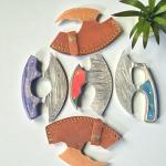 Set of 3 ULU Knives with Damascus Steel Blades