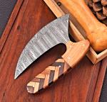 Handmade Damascus Steel Ulu Pizza Cutter