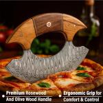 Damascus Ulu Knife with Leather Sheath – RC Knives