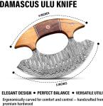 Damascus Ulu Knife with Leather Sheath – RC Knives