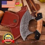 Damascus Ulu Knife with Sheath – Vintage Alaskan Style
