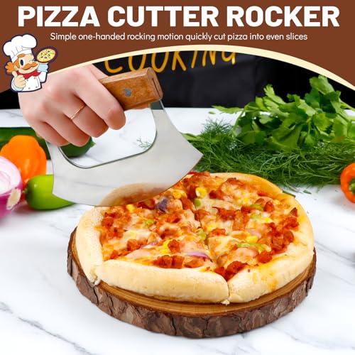KAYCROWN Stainless Steel Ulu Knife with Stand