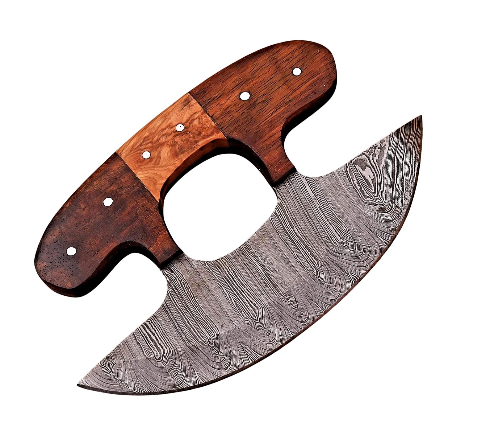 Custom Handmade Damascus Steel Ulu Chef Knife