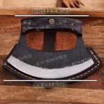 D2 Steel Ulu Knife with Vintage Alaskan Sheath