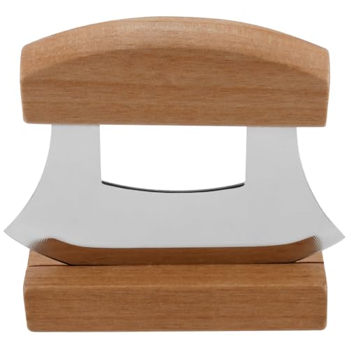 4-Pack Stainless Steel Ulu Knife Set with Stand