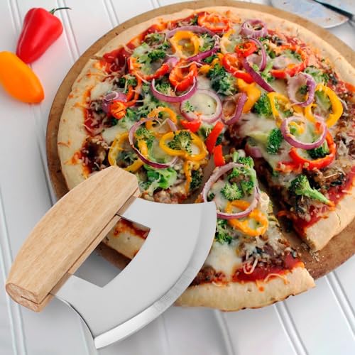 4-Pack Stainless Steel Ulu Knife Set with Stand