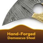 Damascus Steel Alaskan Ulu Knife with Burl Handle