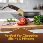 Damascus Steel Alaskan Ulu Knife with Burl Handle