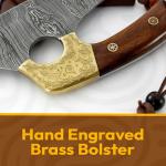 Damascus Steel Alaskan Ulu Knife with Burl Handle