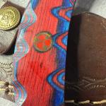 Carbon Steel Ulu Knife with Red Blue Handle