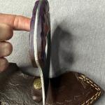 Carbon Steel Ulu Knife with Red Blue Handle