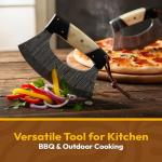 Damascus Steel Alaskan Ulu Knife with Leather Sheath