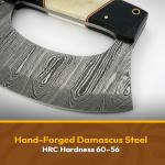 Damascus Steel Alaskan Ulu Knife with Leather Sheath