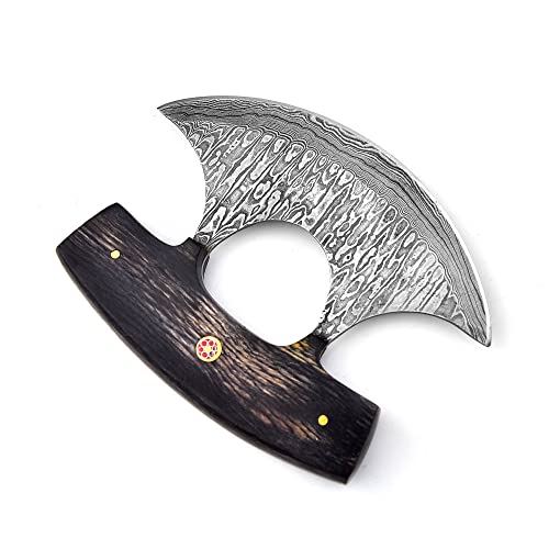 Custom Handmade Damascus Ulu Knife with Sheath