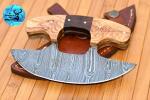 Custom Handmade Damascus Steel Ulu Chef Knife
