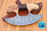 Custom Handmade Damascus Steel Ulu Chef Knife