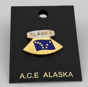 Alaska Flag Ulu Knife Gold Lapel Pin