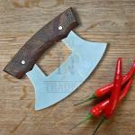Alaska 440C Steel Ulu Knife with Wood Stand