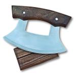 Alaska 440C Steel Ulu Knife with Wood Stand