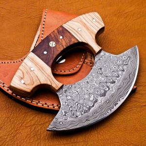 Custom Handmade Damascus Ulu Chef Knife