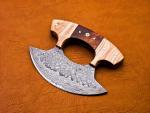 Custom Handmade Damascus Ulu Chef Knife