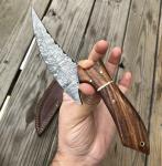 Damascus Steel Ulu Knife for Pizza Cutting