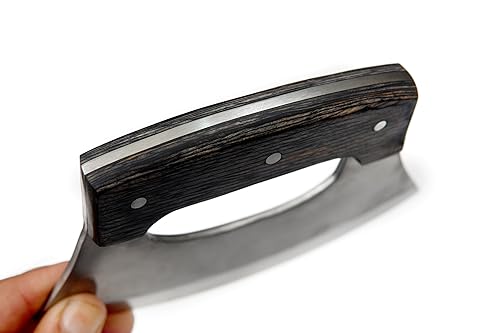 Handmade Ulu Knife with Wooden Handle and Sheath